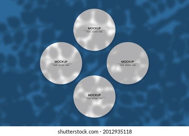 Blank circular paper cards mockup with shadow overlay effect