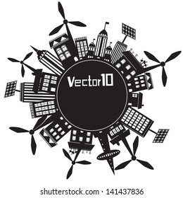Blank of cityscape cycle silhouette vector