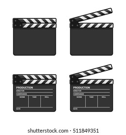 Blank Clapper Board Set on White Background. Vector illustration