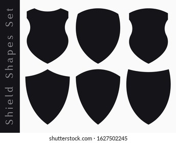 Blank Classic Medieval Shield Shapes. Vector Illustration Set. Emblem for Security or Protection. Design Elements