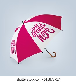 Blank Classic Opened Round Rain Umbrella Mock up. Vector illustration image for advertising, poster, banner, print design