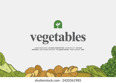 Diseño limpio en blanco con presentación de plantilla de ilustración de vegetales simples