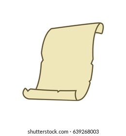 Blank, clean detailed ancient scroll on white background vector illustration