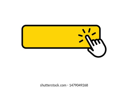 Blank click button with hand clicking. Isolated vector.