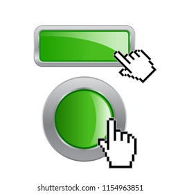 Blank click now buttons illustration isolated on white background