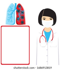 Blank clipboard and Doctor in a protective medical mask for the prevention of virus