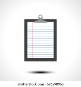 Blank clipboard with paper icon. Vector illustration