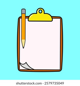 Blank Clipboard with Pencil Vector hand drawn illustration