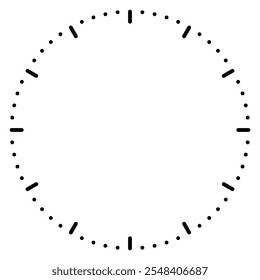 Face de discagem do relógio em branco. Relógio vazio preto sem setas. Rosto de relógio vazio isolado no fundo branco. Ilustração vetorial