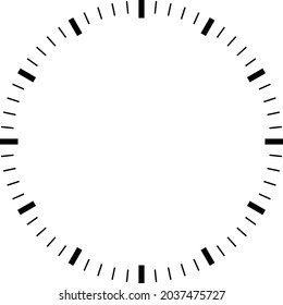 blank clock face on white background. hour dial sign. Dashes mark minutes and hours symbol. flat style.