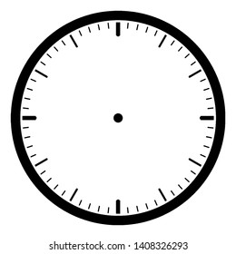 Blank Clock Which Is A Round Clock Face With Dash Marks Showing No Time, Vintage Line Drawing Or Engraving Illustration.