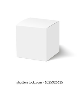 Blank of closed cardboard box with soft shadow. Cosmetic box. Vector.