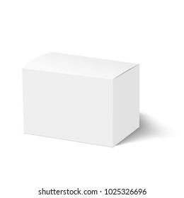 Blank of closed cardboard box with soft shadow. Cosmetic box. Vector.