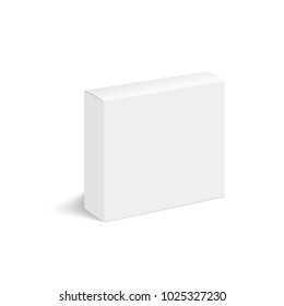 Blank of closed cardboard box with soft shadow. Cosmetic box. Vector.