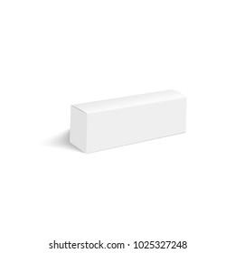 Blank of closed cardboard box with soft shadow. Cosmetic box. Vector.