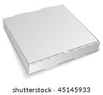 Blank closed cardboard pizza box isolated on white background.