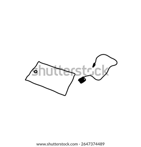 Blank clothing label logo icon sign Hand drawn sketch Doodle cartoon design Price tag gun barb fastener pin emblem Element for tagger Print for card cover educational banner factory poster booklet ad
