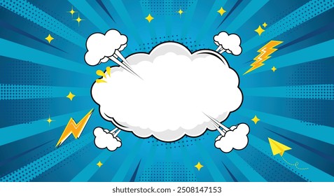 Blank cloud bubble comic abstract background template