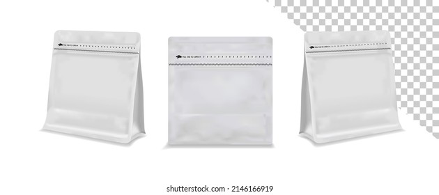 Blank coffee bag vector. Bag for coffee bean. Coffee drip package.