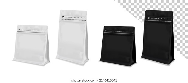 Blank coffee bag vector. Bag for coffee bean. Coffee drip package.