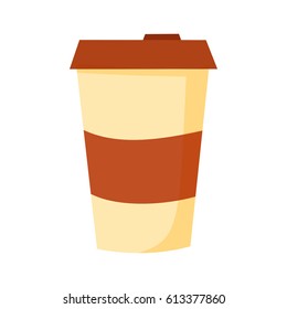 Blank coffee cup flat icon. Takeaway coffee package.