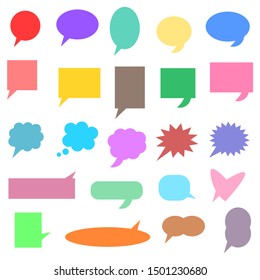 blank color cartoon speech bubbles set with different shape; empty fun colorful chat boxes for add words,comic talk or speech isolated on white background ready for your design. vector illustration   