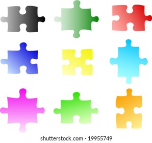 Blank color puzzle pieces