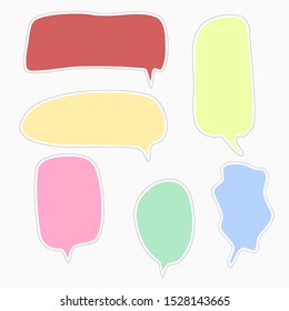 blank color speech bubbles set isolated on white background. vector illustration