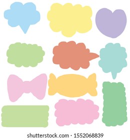 blank color speech bubbles set with various shape isolated on white background. vector illustration