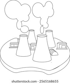 Blank colored nuclear power plant vector design. Good asset for icon, sign, editing, and illustration development.