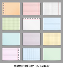 Blank colored paper sheets with shadows, vector eps10 illustration