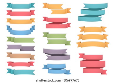 Blank colored ribbons set, one, two and three lines for your text, vector eps10 illustration