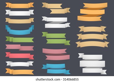 Blank colored ribbons set, one, two and three lines for your text, vector eps10 illustration