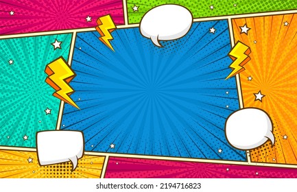 Blank colorful comic abstract background template
