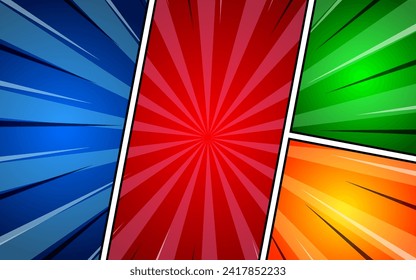 Blank colorful comic abstract background template