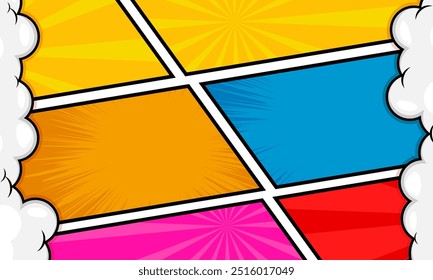 Plantilla de fondo abstracto cómico colorido en blanco
