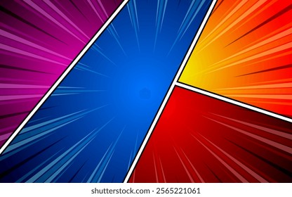 Blank colorful comic abstract background template. vector illustration