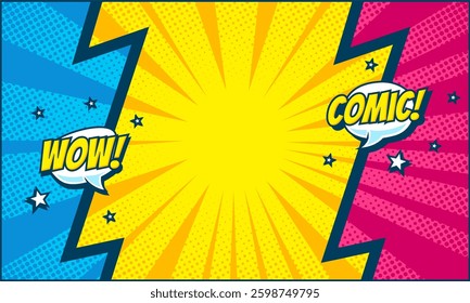 Blank colorful comic abstract background template