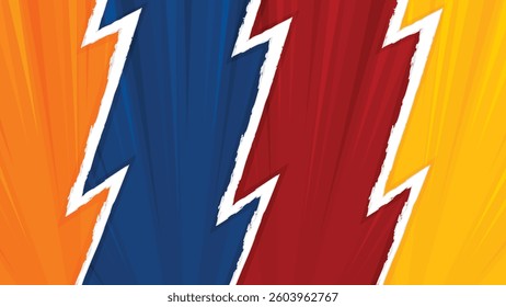 Blank Colorful Comic Book Panel Background with Burst Effect