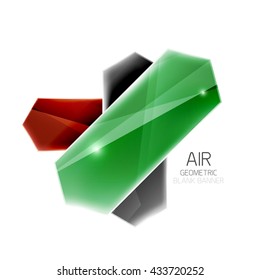 Blank colorful glossy arrow stripes for text. Vector universal presentation element or background template