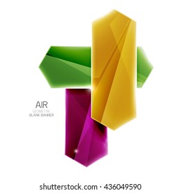 Blank colorful glossy arrow stripes for text. Vector universal presentation element or background template