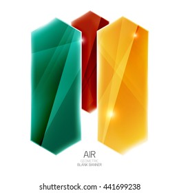 Blank colorful glossy arrow stripes for text. Vector universal presentation element or background template