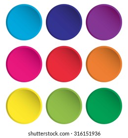 Blank colorful rounded web buttons. Vector Illustration.