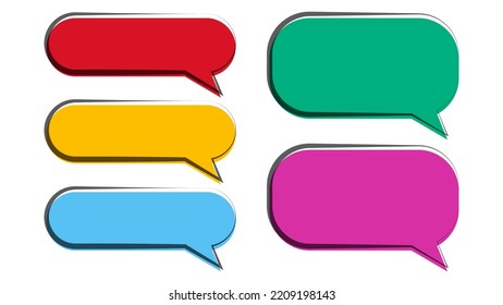 blank colorful speech bubble set. cartoon chat box isolated on white background