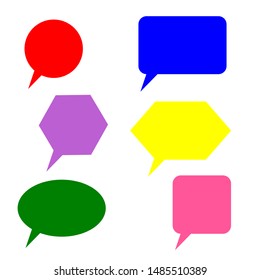 blank colorful speech bubbles set with different shape isolated on white background. vector illustration