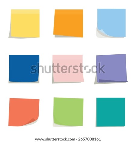 Blank colorful stiky notes paper collection set 