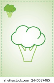 blank coloring page broccoli cabbage fruits vegetables color layout illustration