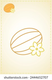 página de color en blanco melón frutas verduras ilustración de diseño de color