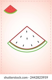 página de color en blanco sandía frutas verduras ilustración de diseño de color
