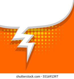 Blank comic balloon orange template. Comic text talk dialog empty cloud. Dot background style pop art. Clear speech bubbles halftone. Creative idea conversation sketch drawing box.